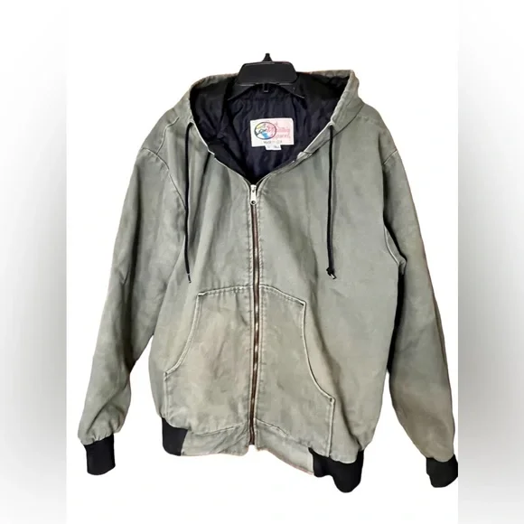 Vintage OZARK MOUNTAIN Canvas Insulated Hooded Coat size Large Tall - Picture 1 of 7